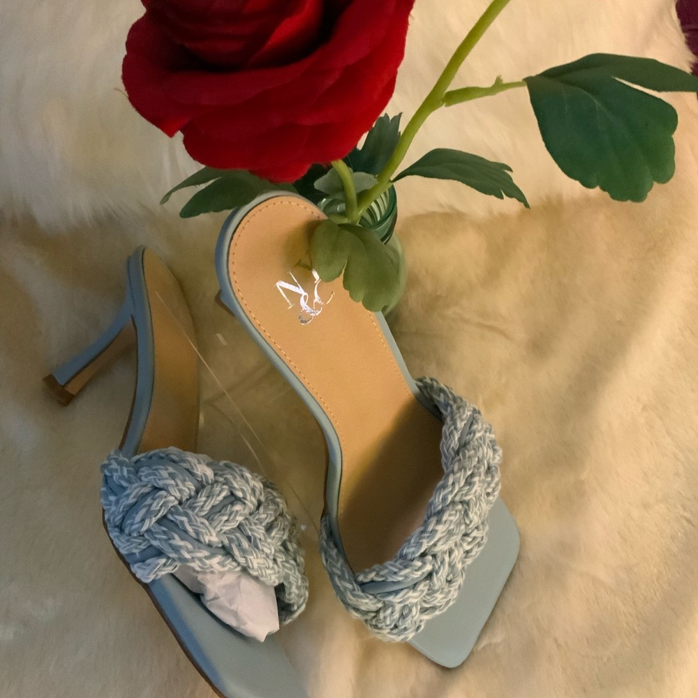 New York & Company Light Blue Braided Heels